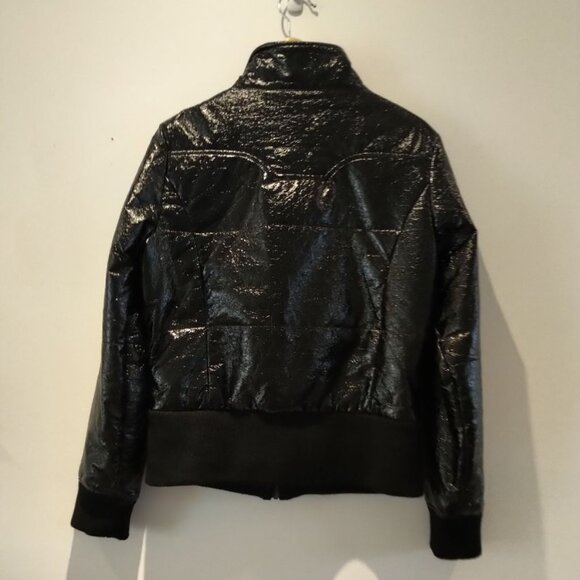 NWOT Sandwich Wet look Bomber Jacket Biker Moto Jacket vinyl look Mobwife Jacket - Picture 8 of 17